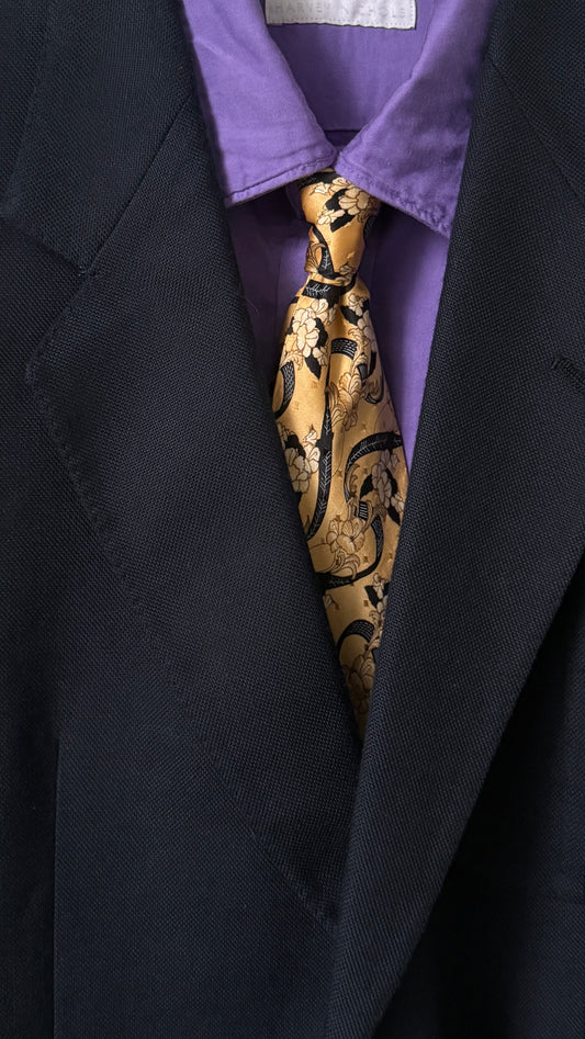GIANFRANCO FERRE Vintage Printed Crepe Silk Jacquard Tie.