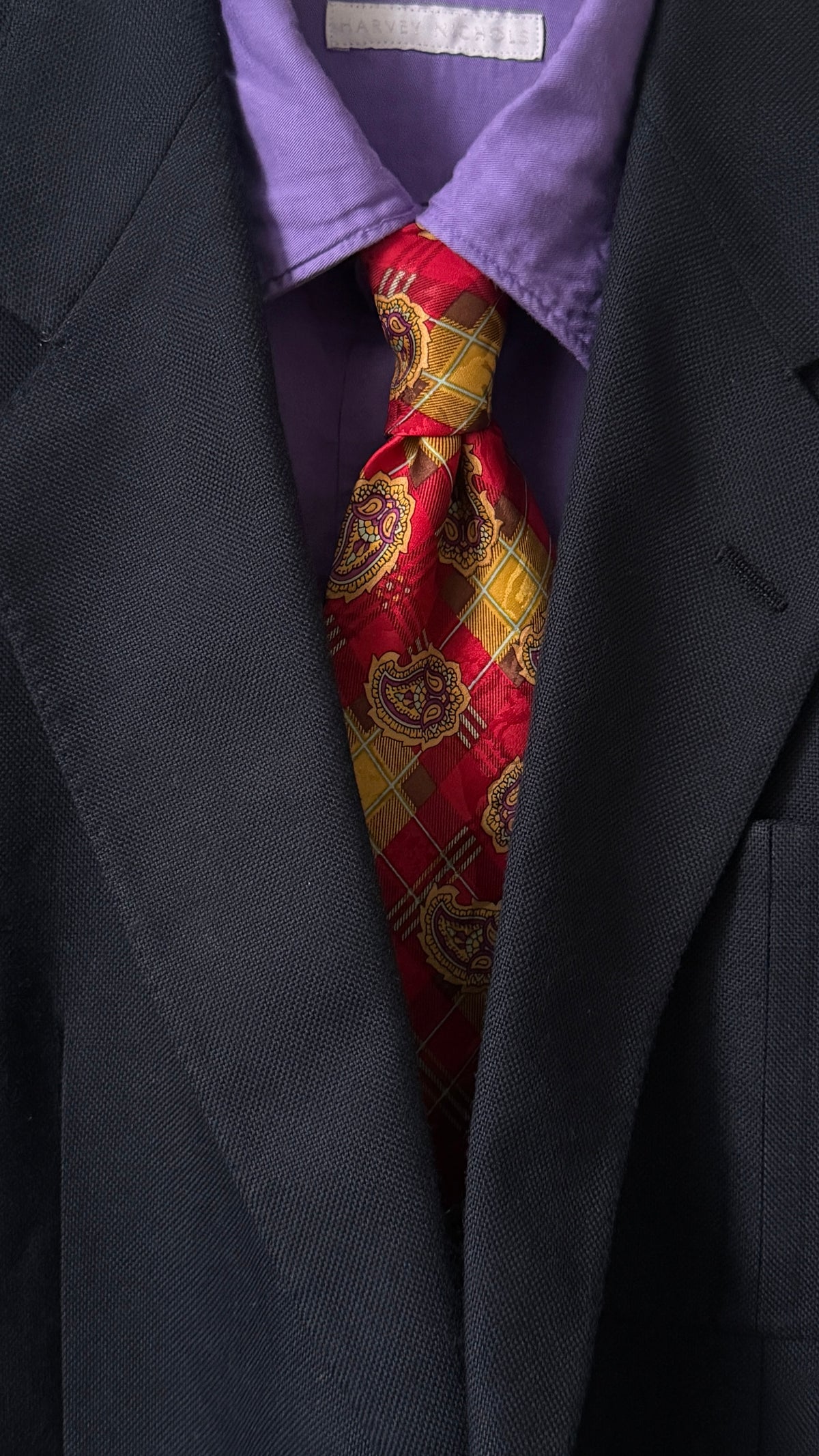 CHARLES 1909 Vintage Printed Crepe Silk Jacquard Tie.