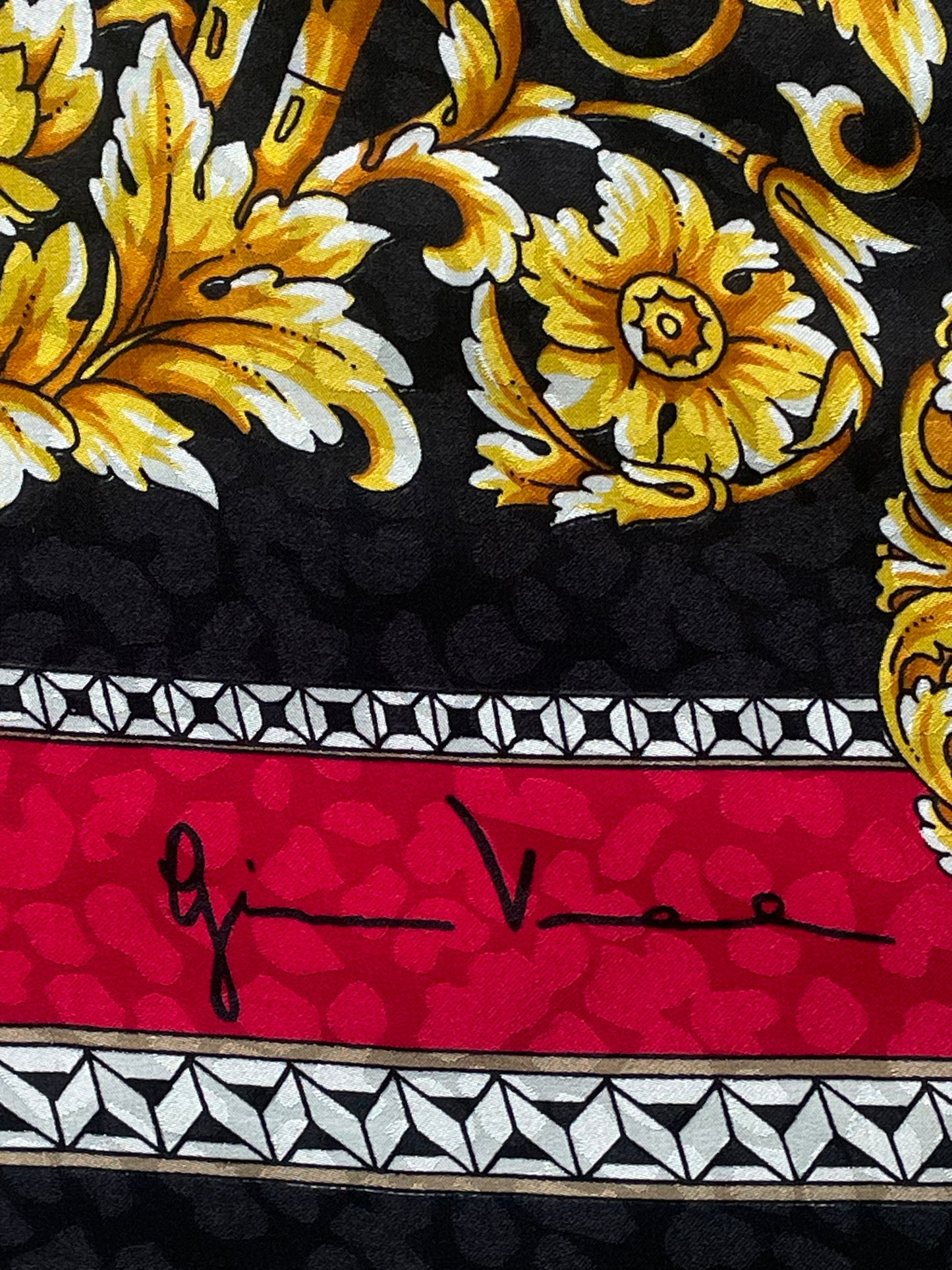 Vintage Baroque crepe silk jacquard scarf by GIANNI VERSACE( 88 cm by 88 cm)