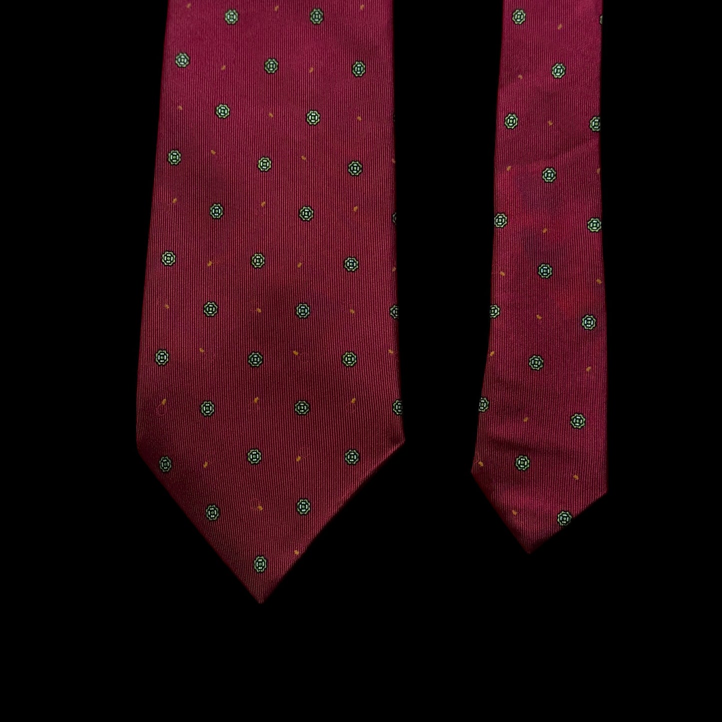 E. MARINELLA Vintage Burgundy Floral Dots Silk Tie (9.2 cm by 147.5 cm) Normal Front