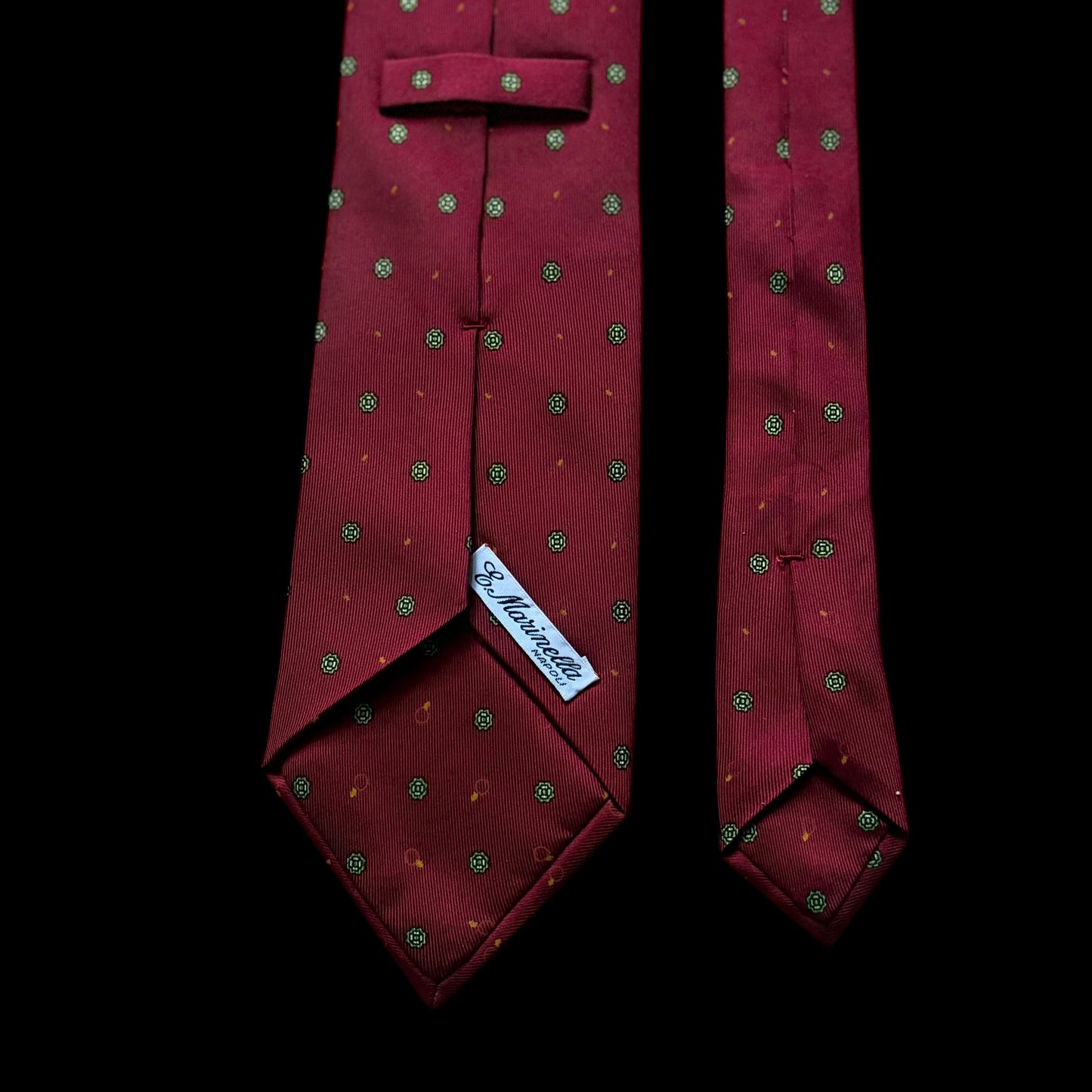 E. MARINELLA Vintage Burgundy Floral Dots Silk Tie (9.2 cm by 147.5 cm) Normal Front