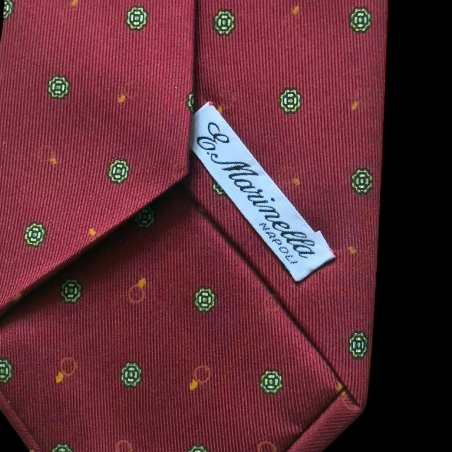 E. MARINELLA Vintage Burgundy Floral Dots Silk Tie (9.2 cm by 147.5 cm) Normal Front