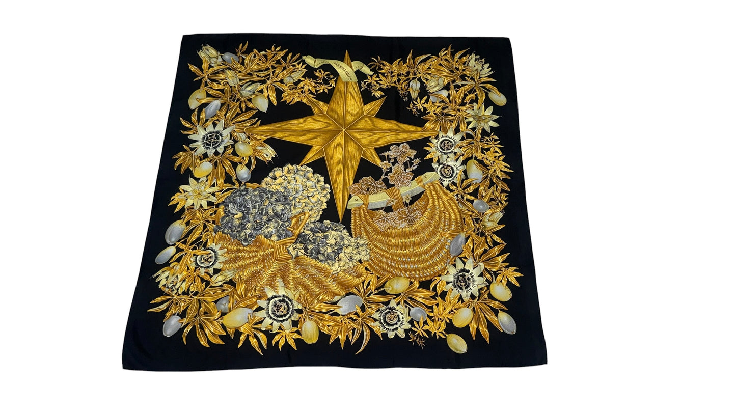 HERMES vintage silk scarf. Passiflores by V. Dawlat
