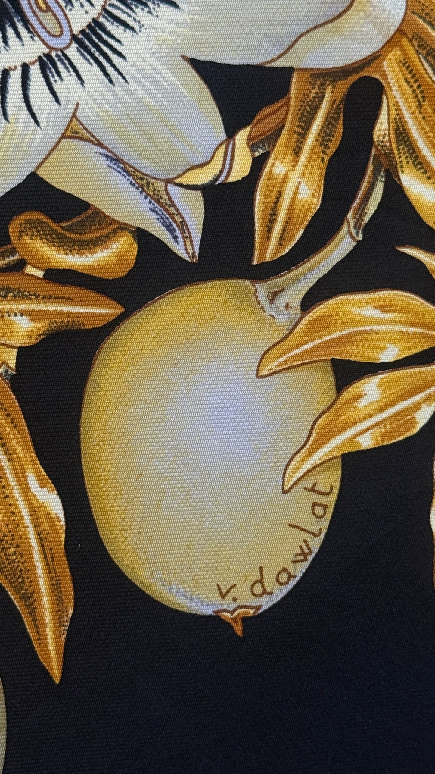 HERMES vintage silk scarf. Passiflores by V. Dawlat