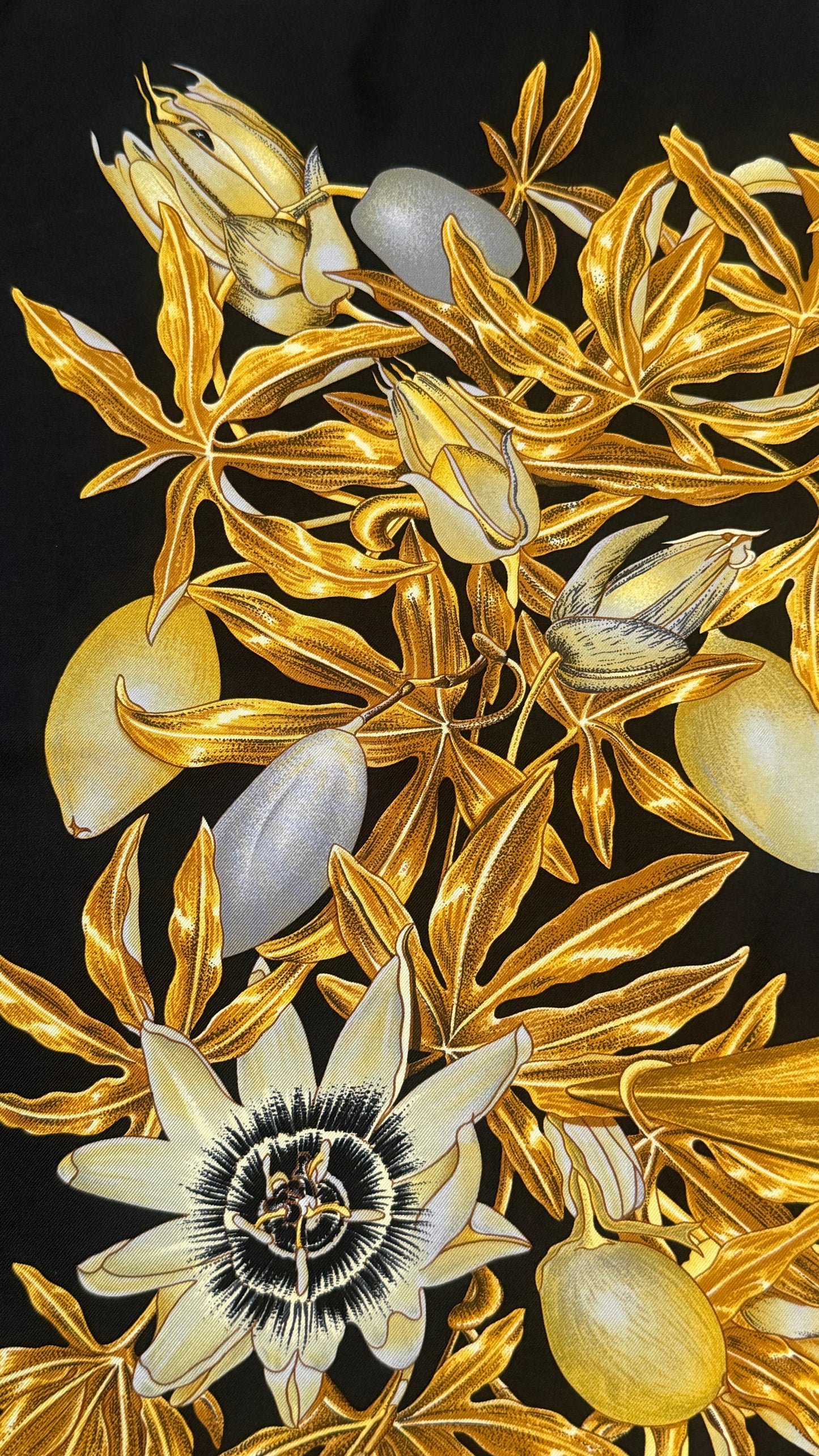 HERMES vintage silk scarf. Passiflores by V. Dawlat