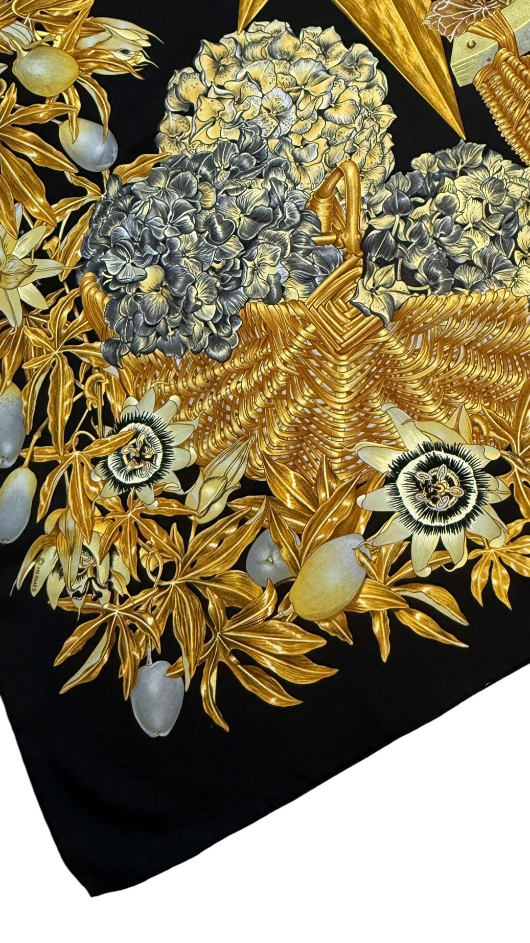 HERMES vintage silk scarf. Passiflores by V. Dawlat