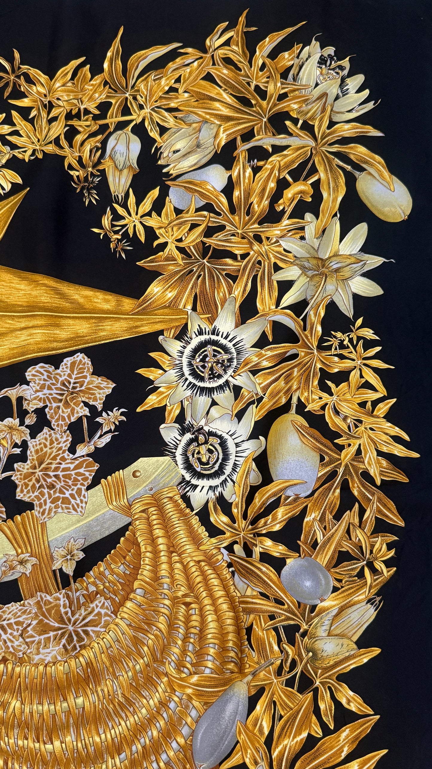 HERMES vintage silk scarf. Passiflores by V. Dawlat