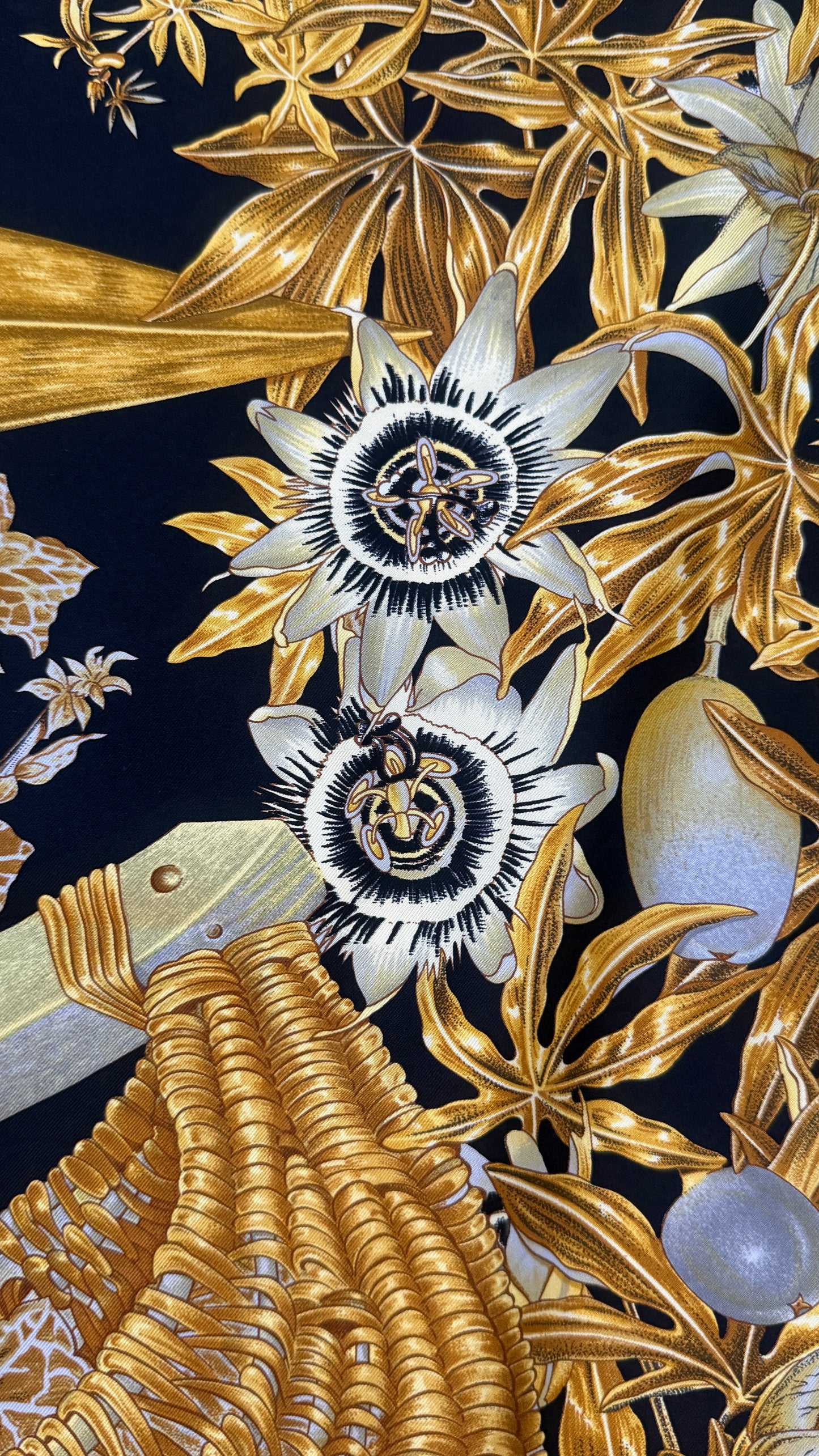 HERMES vintage silk scarf. Passiflores by V. Dawlat