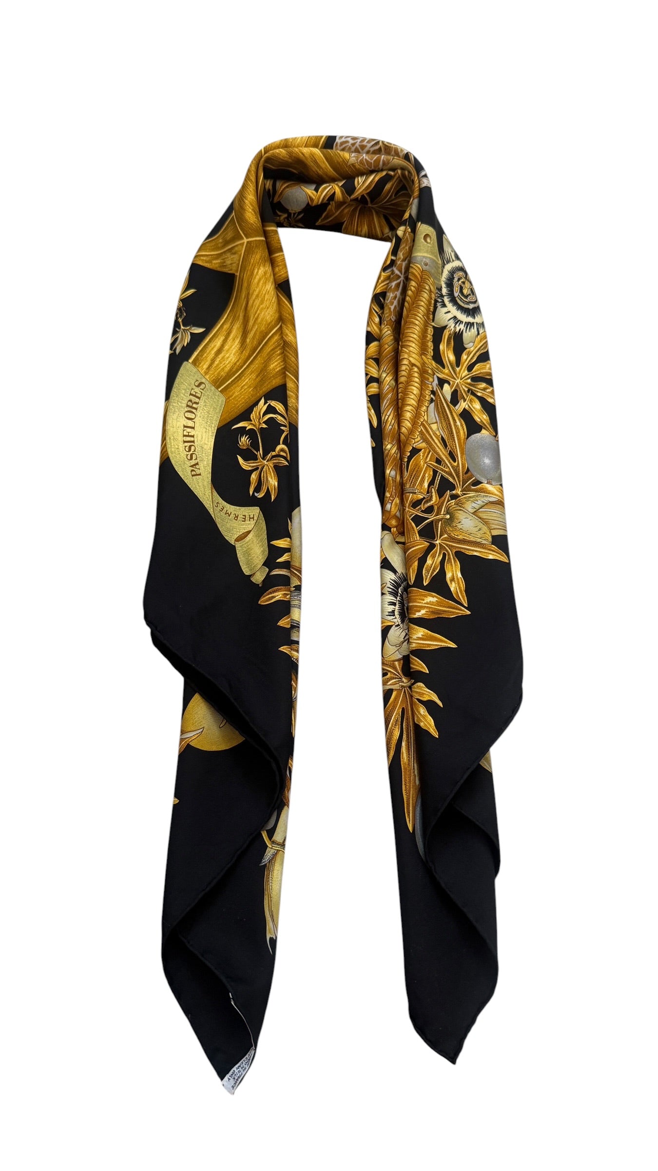HERMES vintage silk scarf. Passiflores by V. Dawlat