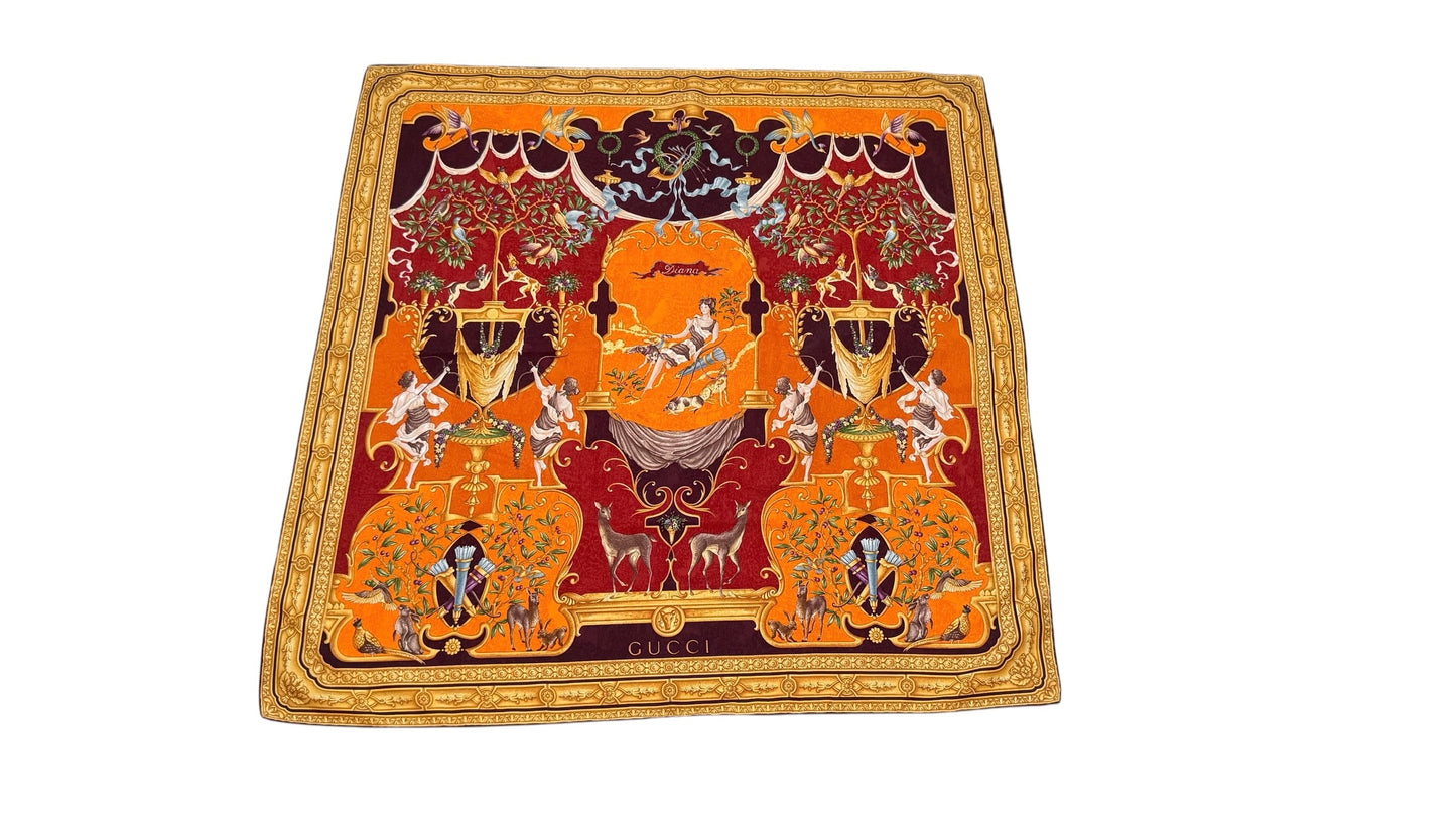 GUCCI Diana vintage silk scarf.