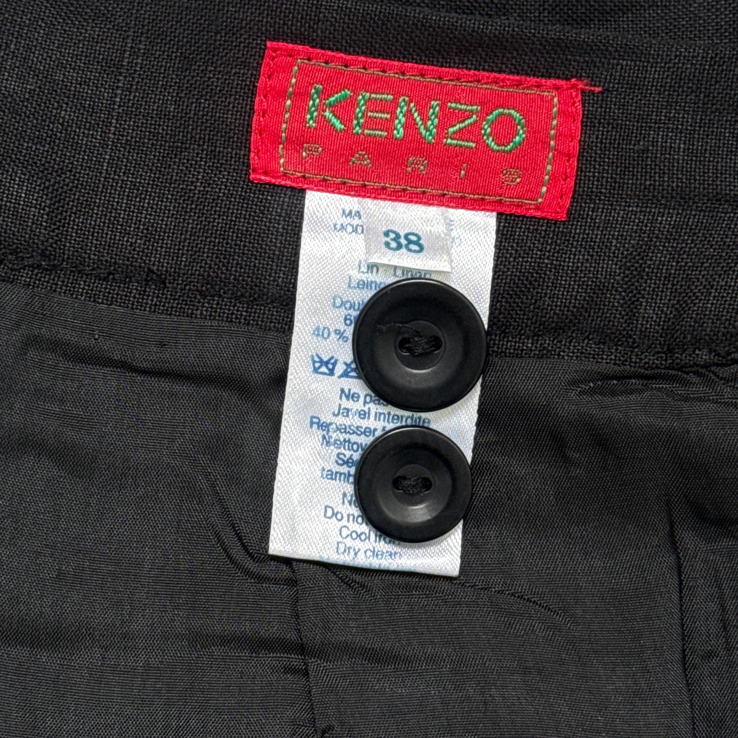 KENZO Vintage Black Linen Skirt.