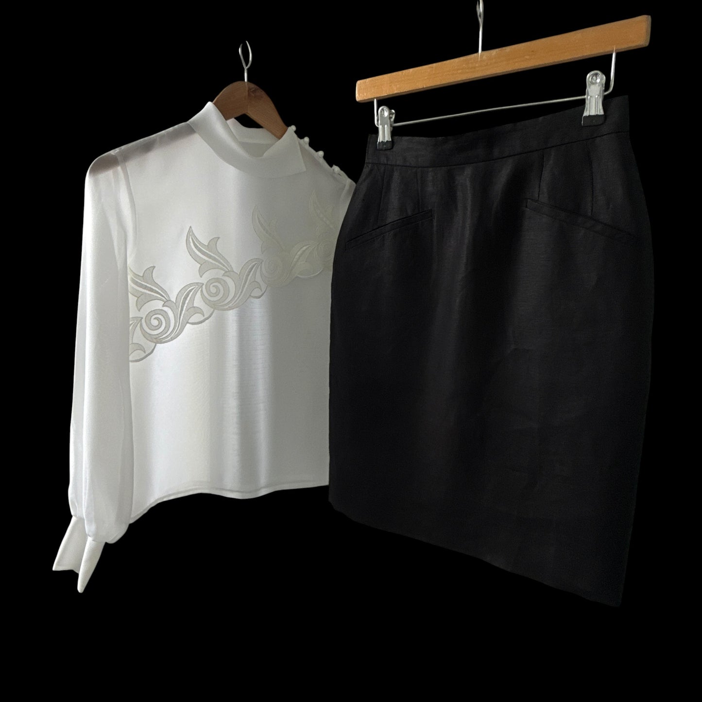 Vintage White Embroidered Front See-Through Blouse.