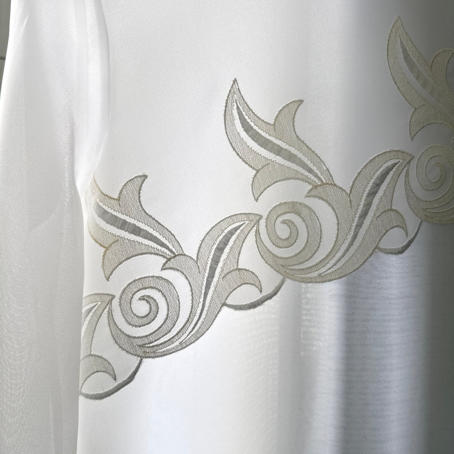 Vintage White Embroidered Front See-Through Blouse.