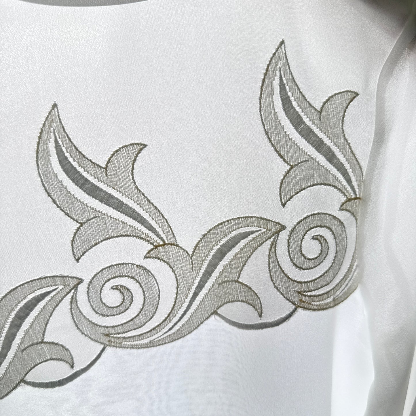 Vintage White Embroidered Front See-Through Blouse.