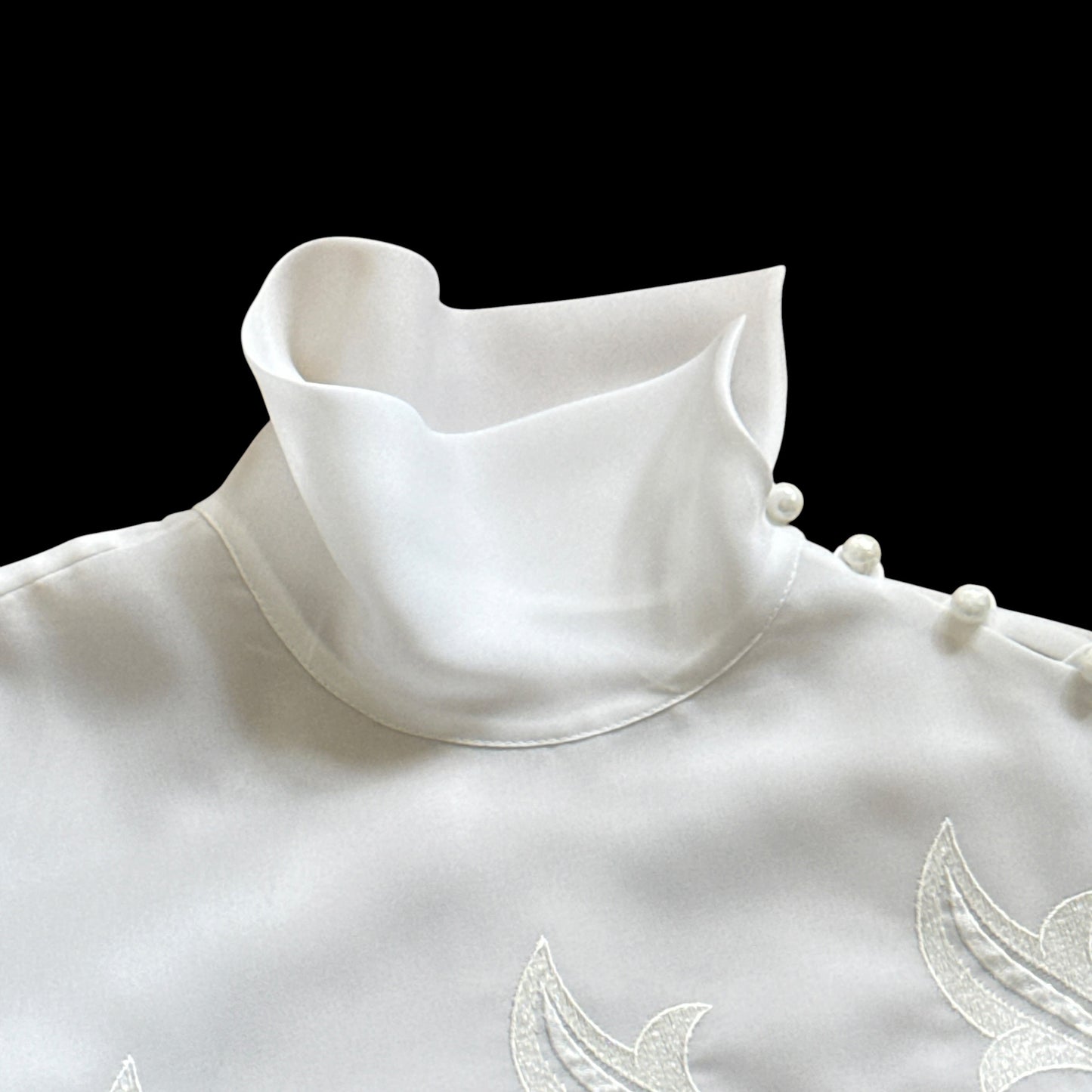 Vintage White Embroidered Front See-Through Blouse.