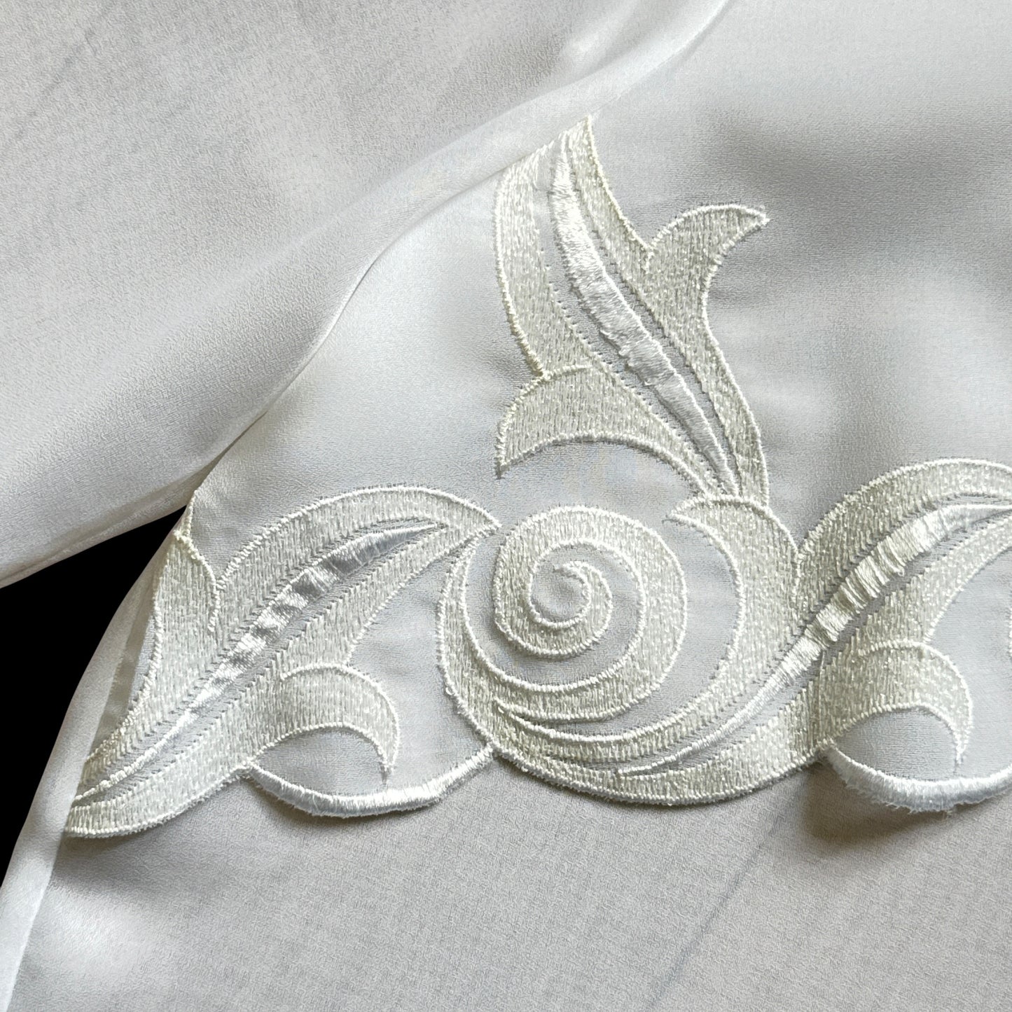 Vintage White Embroidered Front See-Through Blouse.