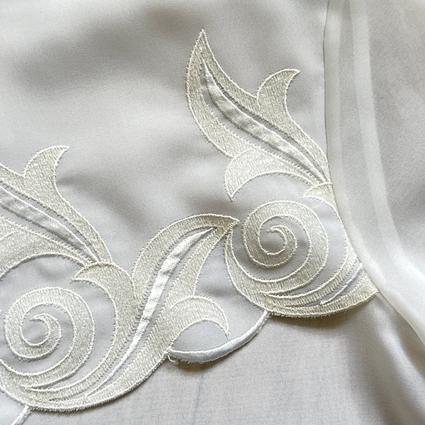 Vintage White Embroidered Front See-Through Blouse.