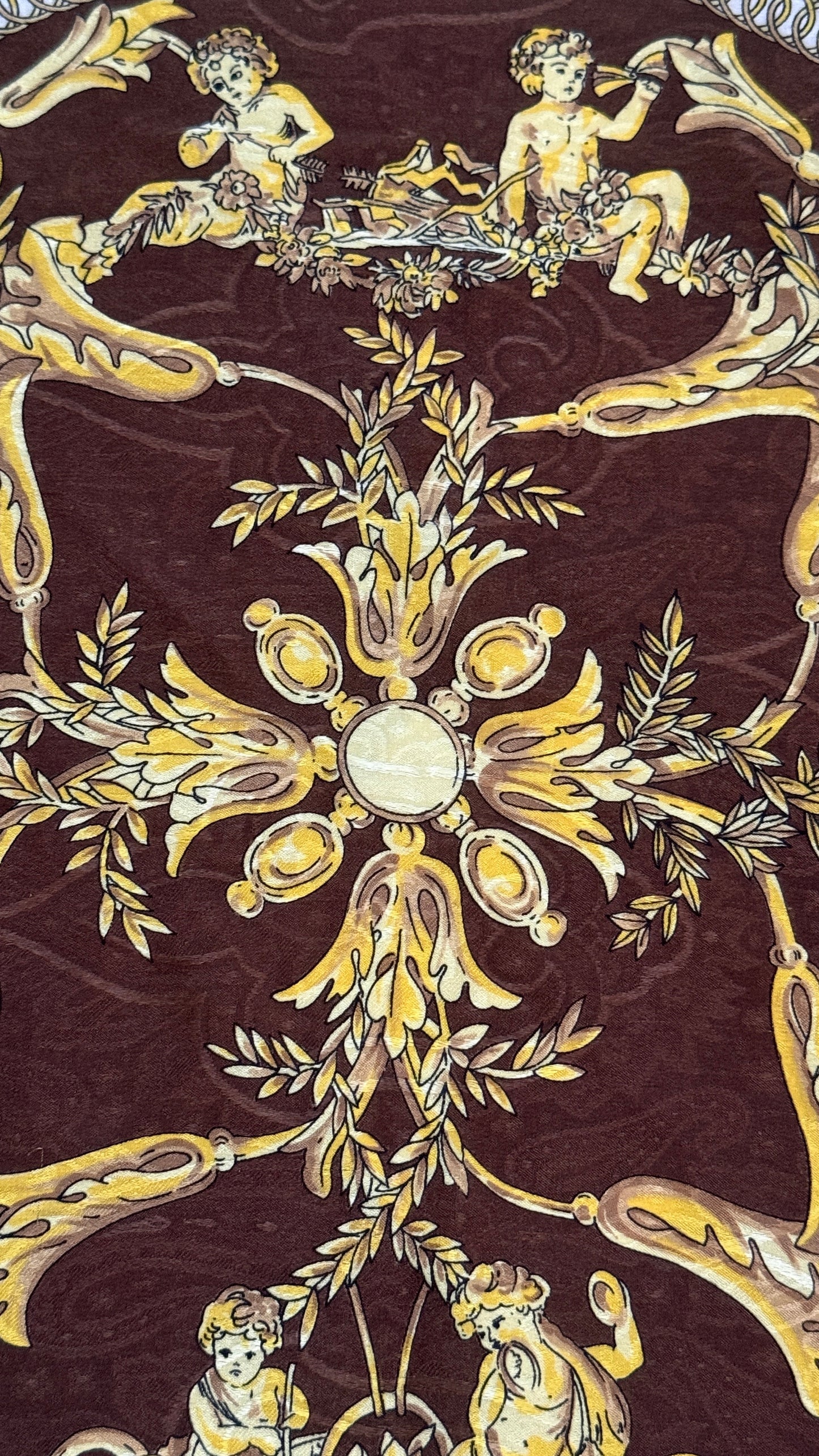 MANOLO BORROMEO vintage crepe silk jacquard scarf.