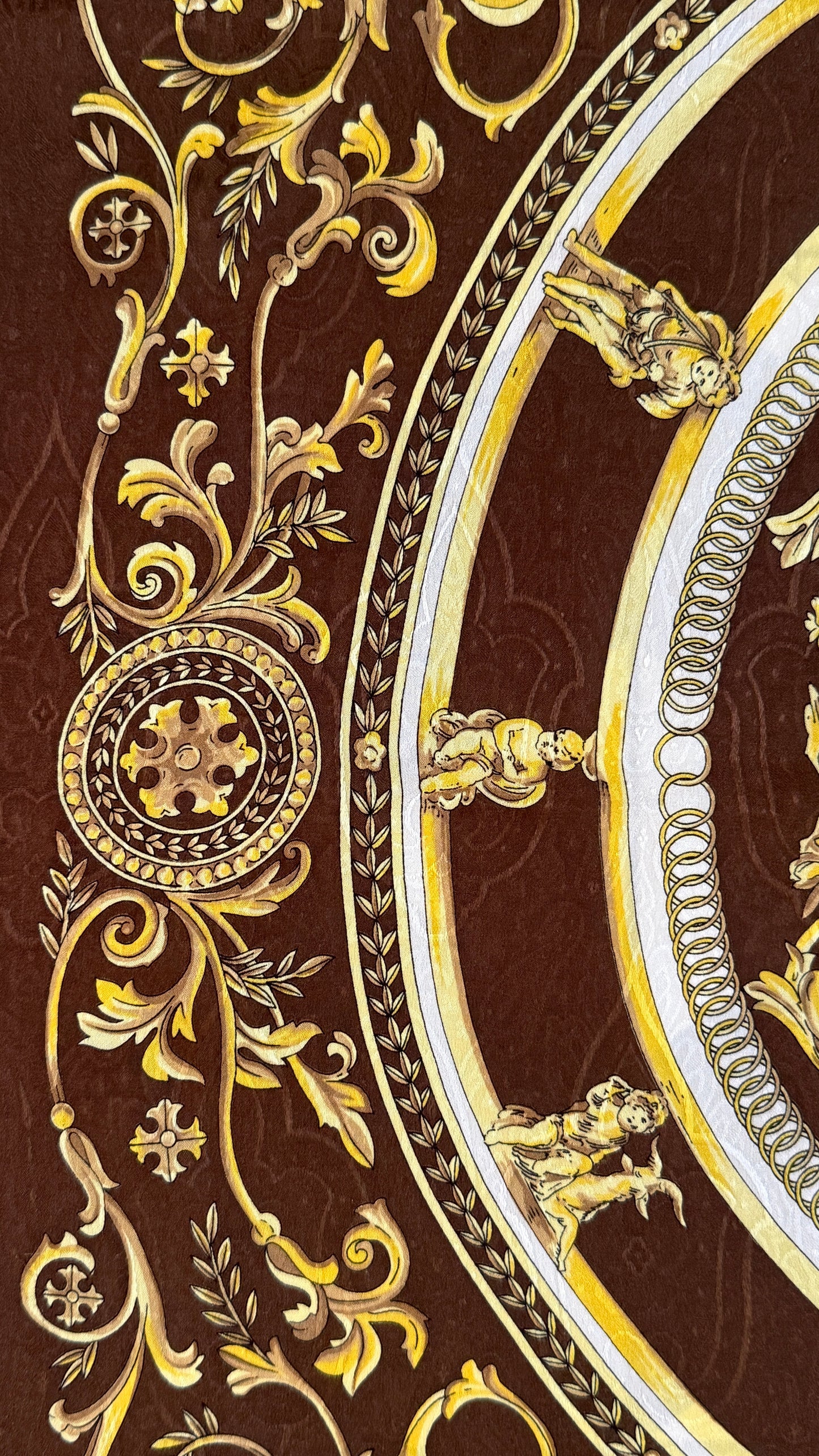 MANOLO BORROMEO vintage crepe silk jacquard scarf.