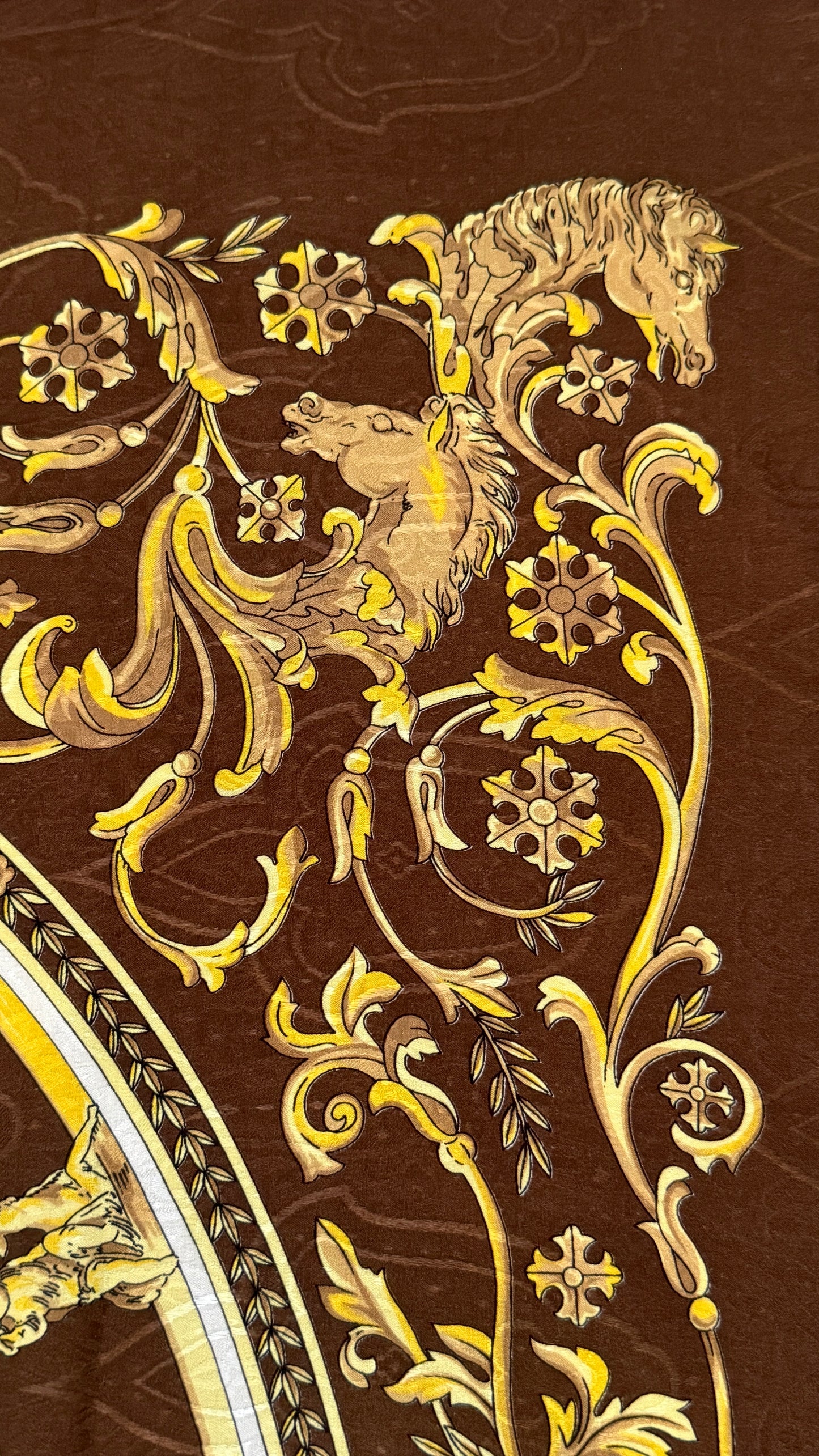 MANOLO BORROMEO vintage crepe silk jacquard scarf.