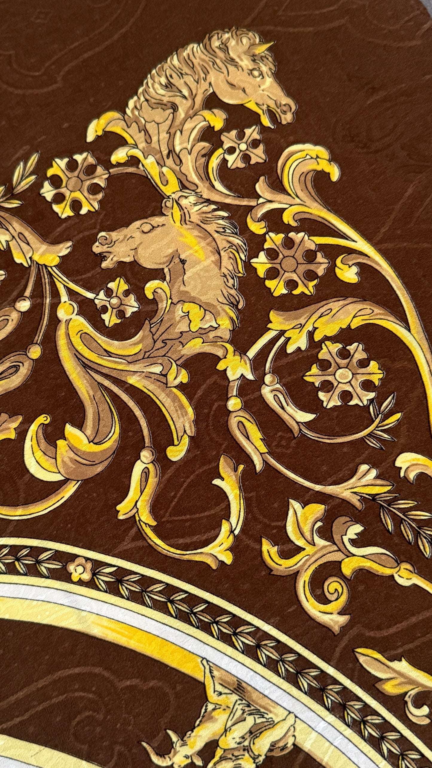 MANOLO BORROMEO vintage crepe silk jacquard scarf.