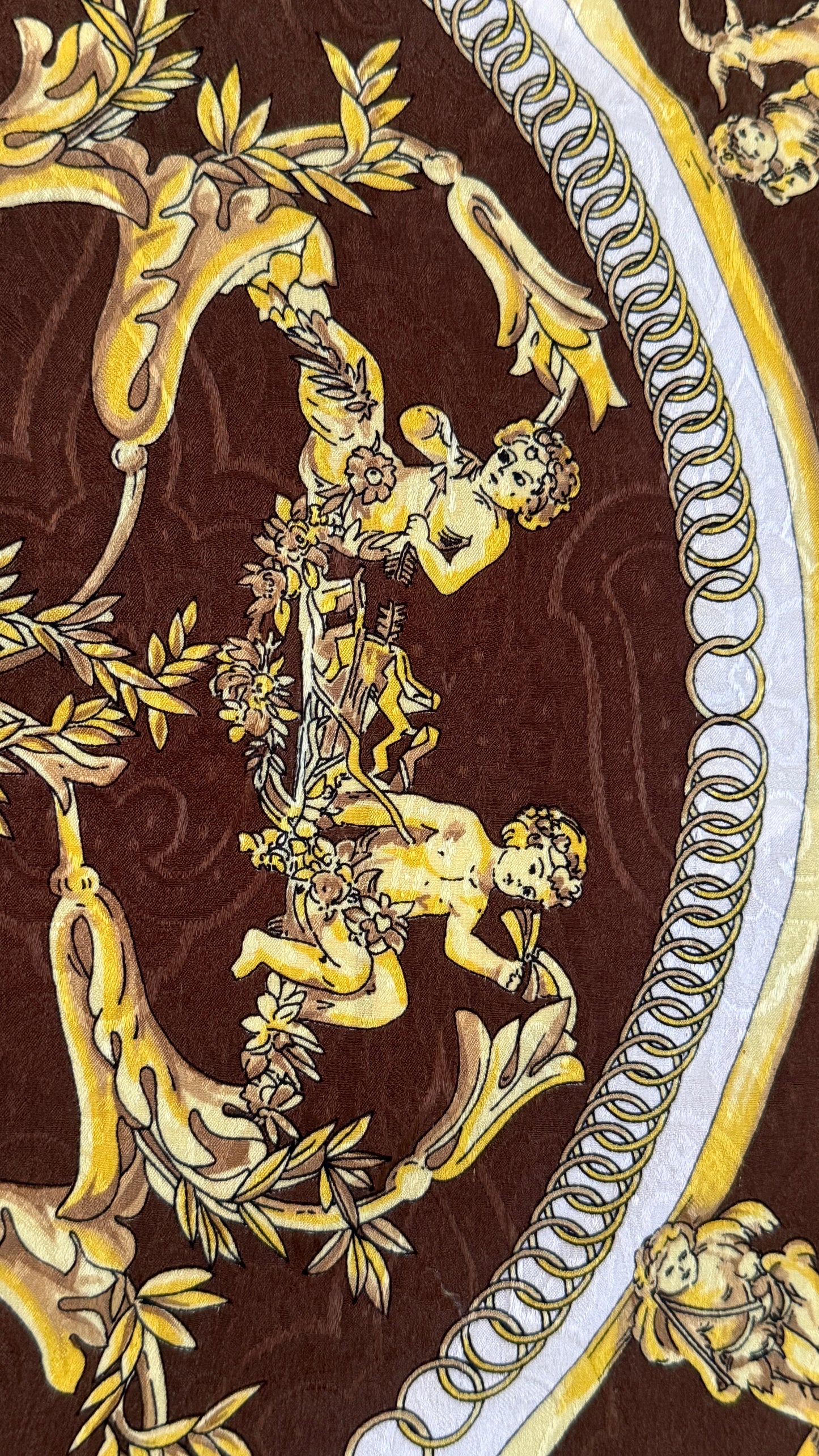 MANOLO BORROMEO vintage crepe silk jacquard scarf.