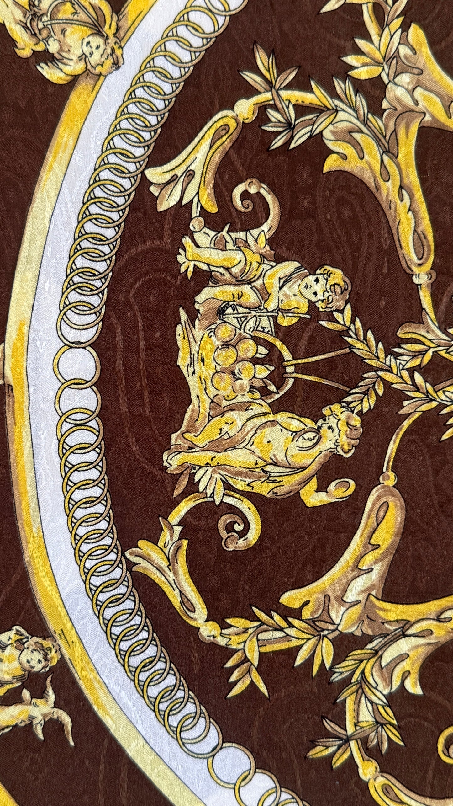 MANOLO BORROMEO vintage crepe silk jacquard scarf.