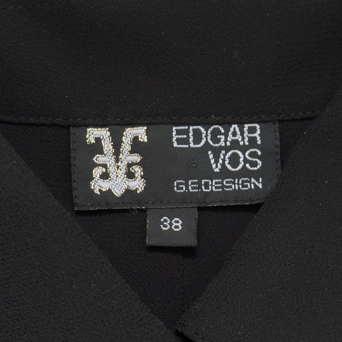 EDGAR VOS Vintage Black Ruffled Long Sleeves Jacket/Blouse.