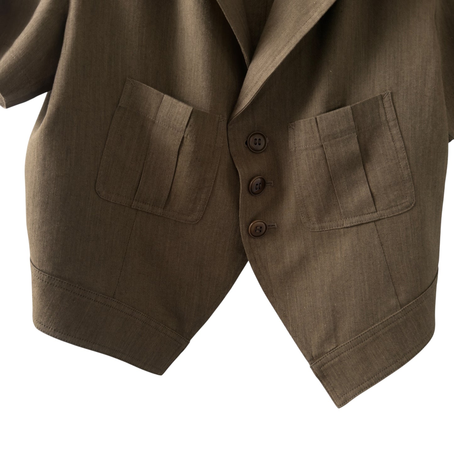 Y’s (YOHJI YAMAMOTO) Vintage Khaki Green Short Sleeve Lightweight Jacket.