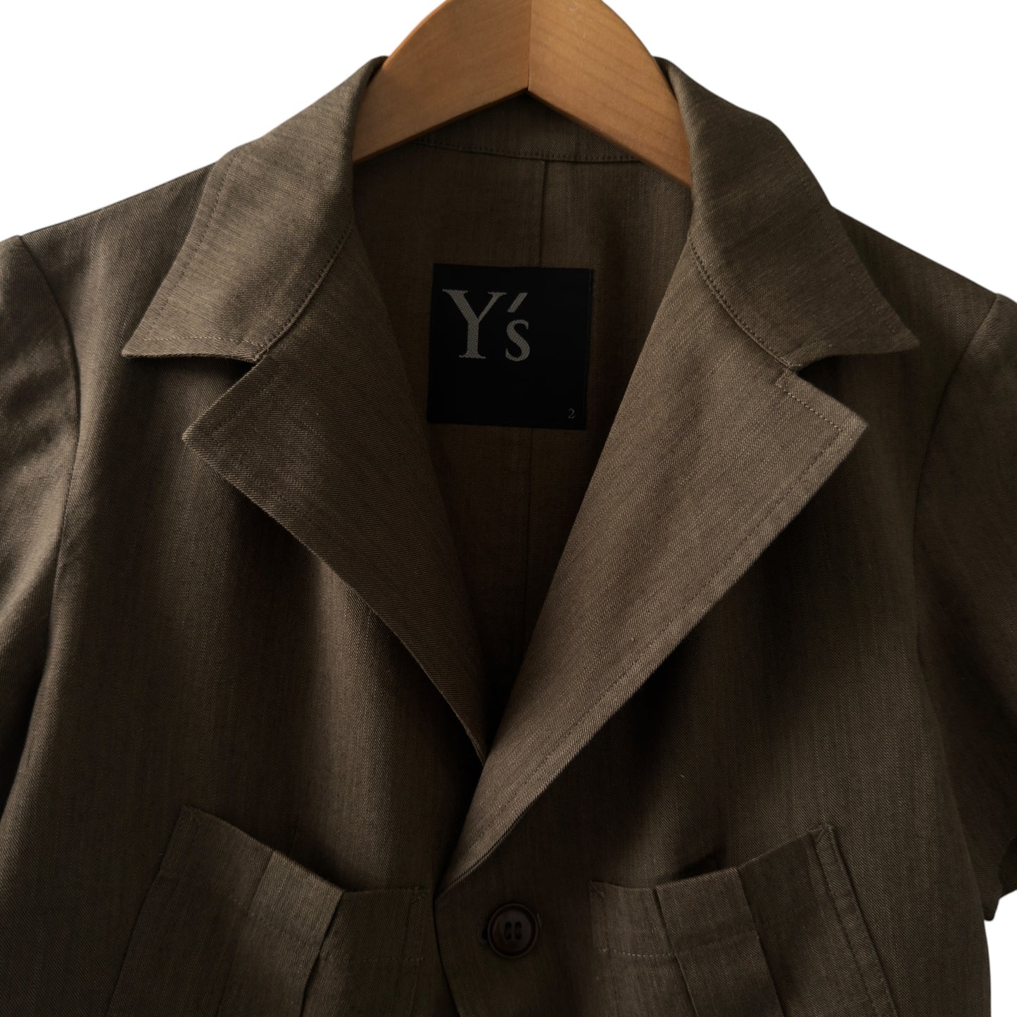 Y’s (YOHJI YAMAMOTO) Vintage Khaki Green Short Sleeve Lightweight Jacket.