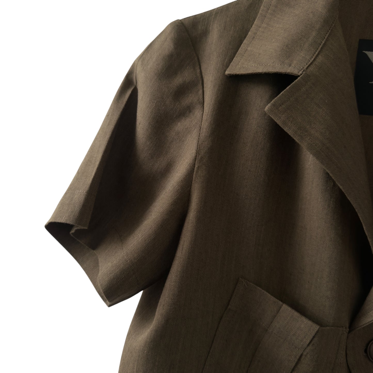 Y’s (YOHJI YAMAMOTO) Vintage Khaki Green Short Sleeve Lightweight Jacket.