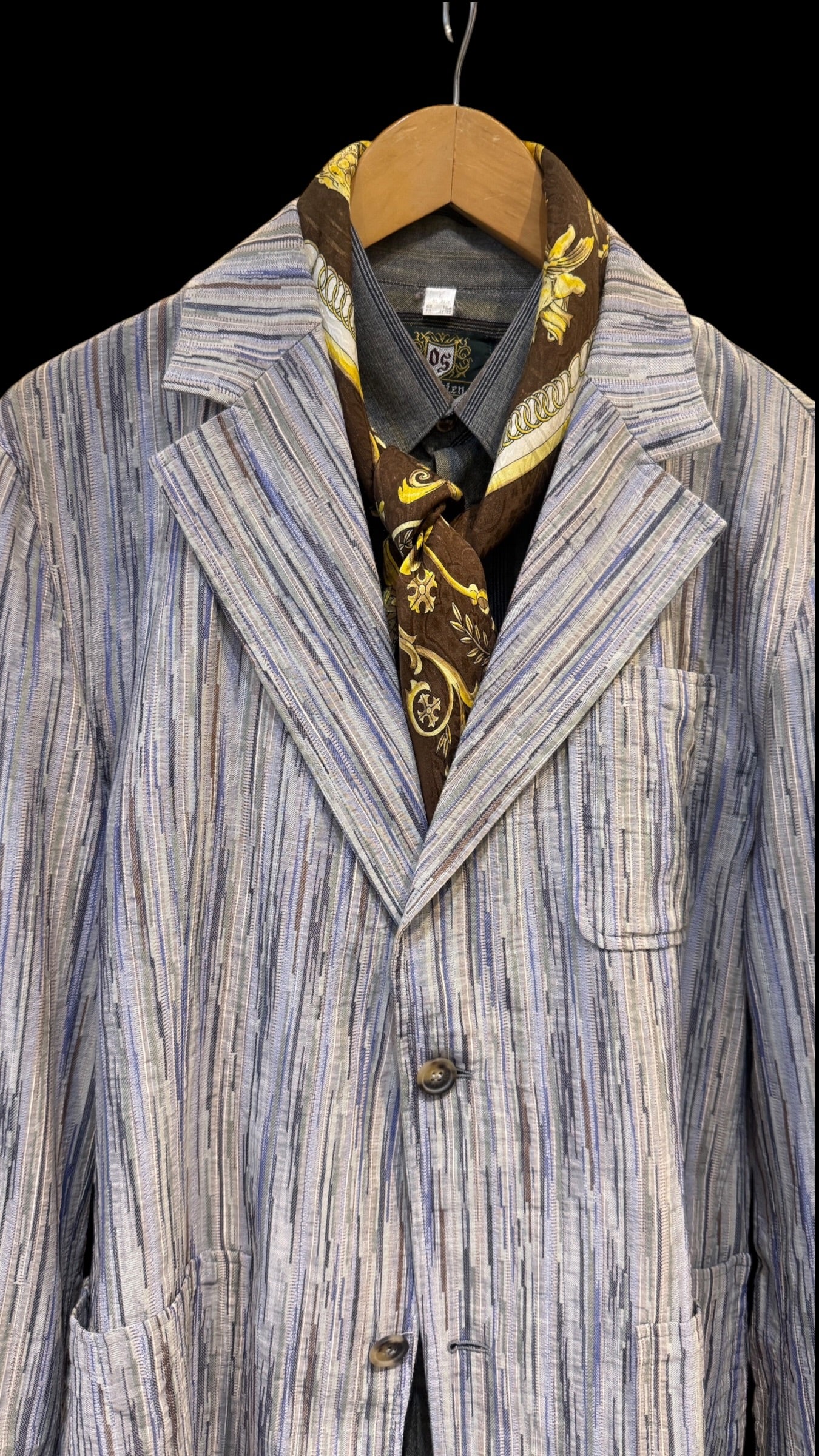 MANOLO BORROMEO vintage crepe silk jacquard scarf.