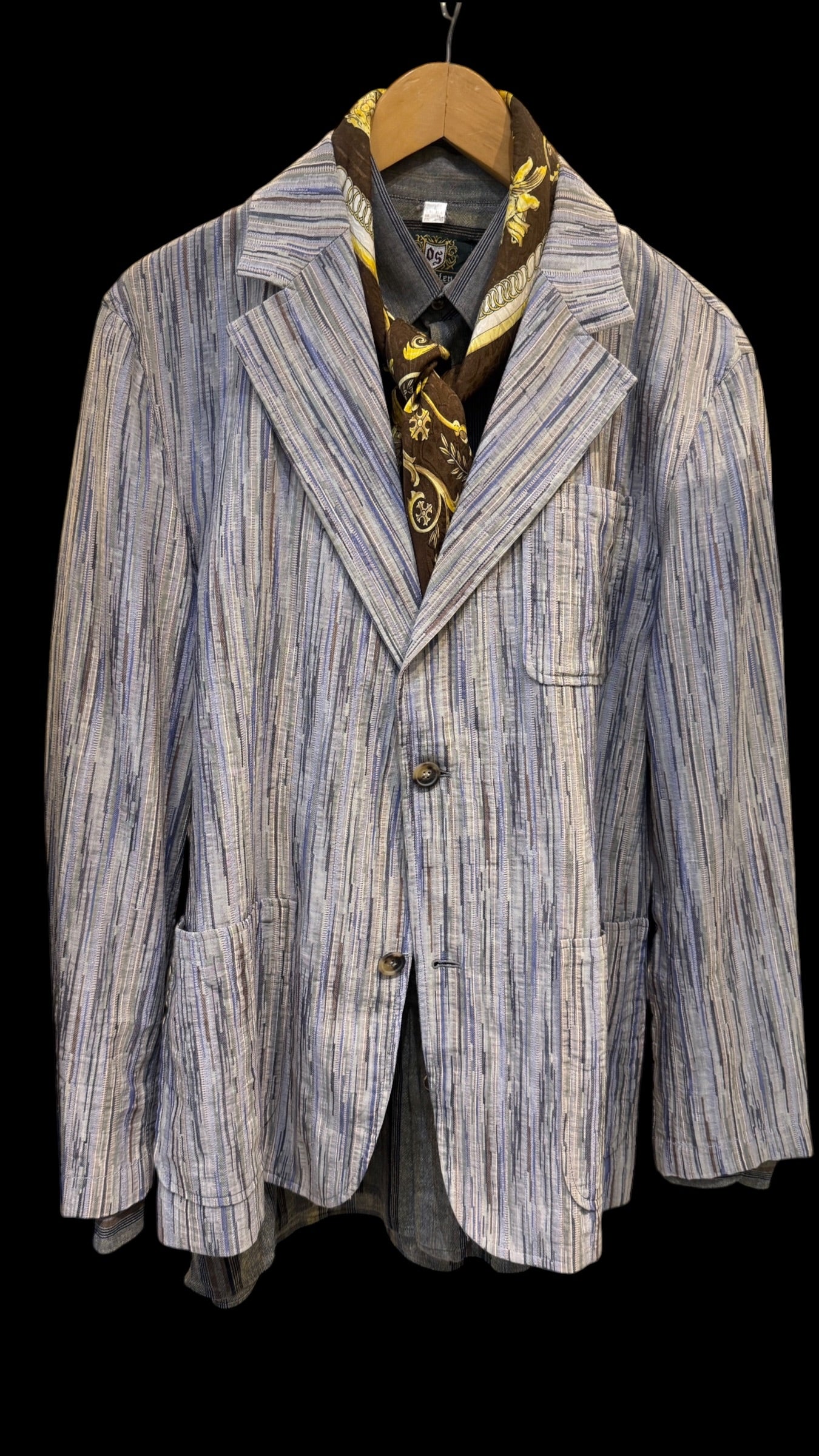 MANOLO BORROMEO vintage crepe silk jacquard scarf.