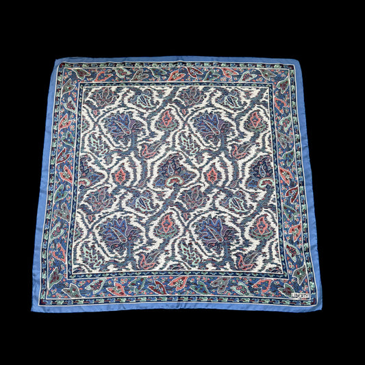 LIBERTY Vintage Purple Blue Floral Silk Neckerchief Scarf (69 cm by 68 cm) hand rolled hem