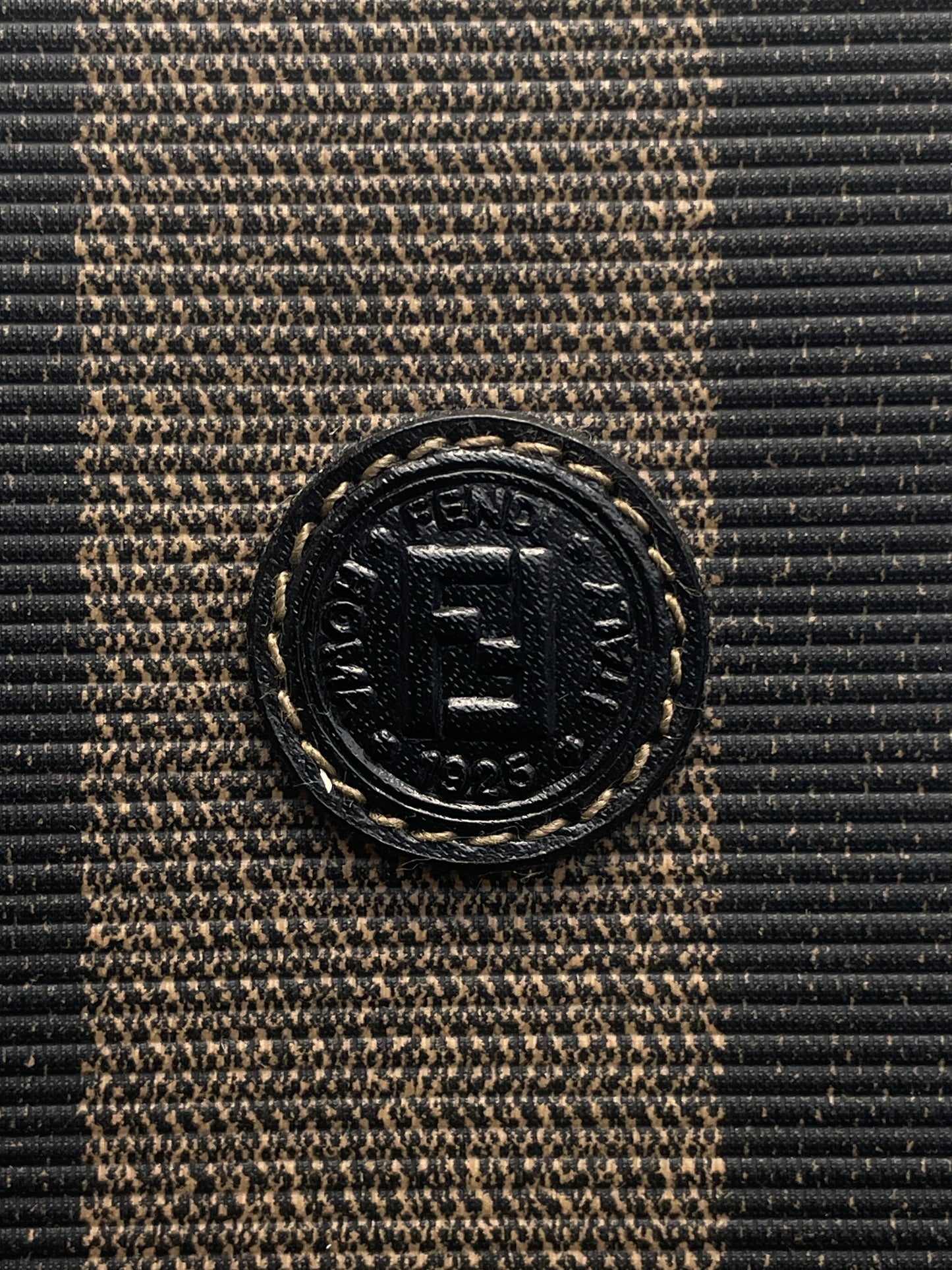 FENDI Vintage Unisex Black/Khaki Striped Card Case.