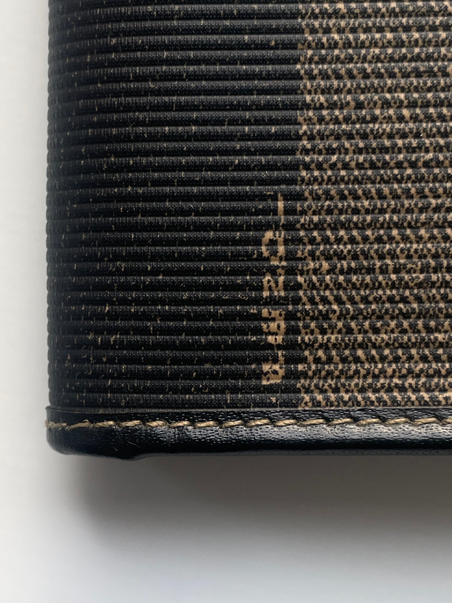 FENDI Vintage Unisex Black/Khaki Striped Card Case.