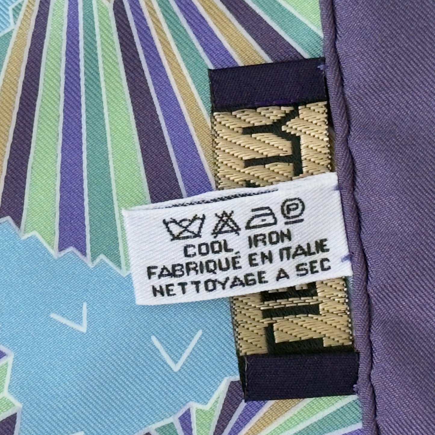 LIBERTY Vintage Sea Blue Silk Scarf. Geometric Hand Fan Design