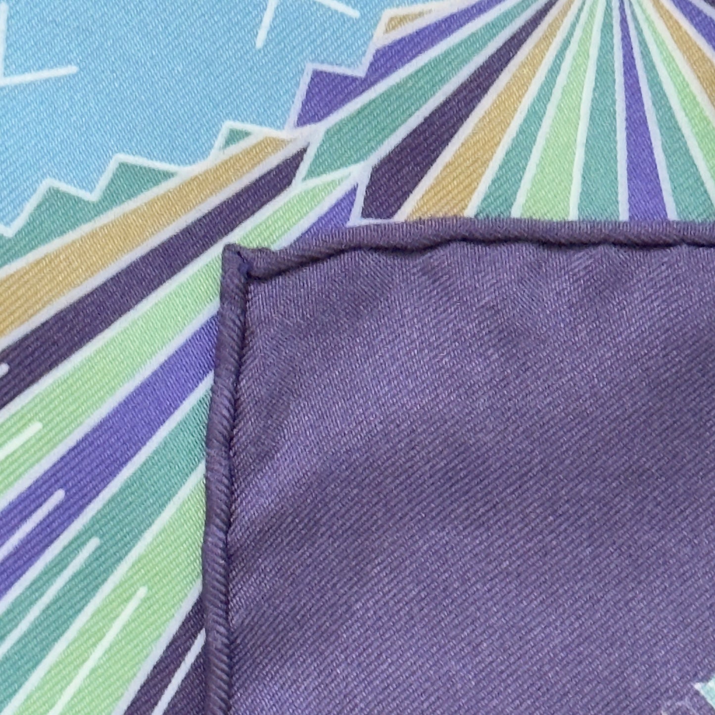 LIBERTY Vintage Sea Blue Silk Scarf. Geometric Hand Fan Design