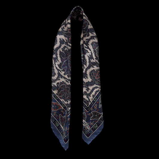 LIBERTY Vintage Purple Blue Floral Silk Neckerchief Scarf (69 cm by 68 cm) hand rolled hem