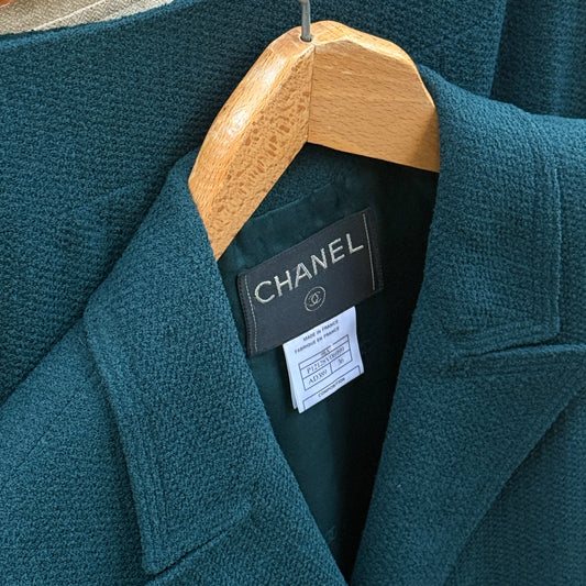 CHANEL Vintage Dark Green Skirt Suit. Size 36 (Extra Small).