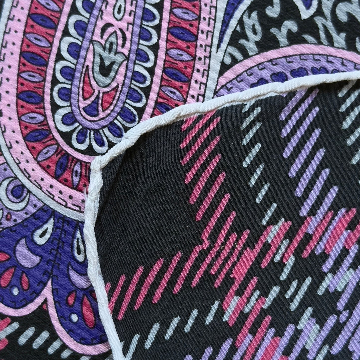 GABRIELLI Vintage Black Paisley Crepe Silk Scarf (84 cm by 86 cm)