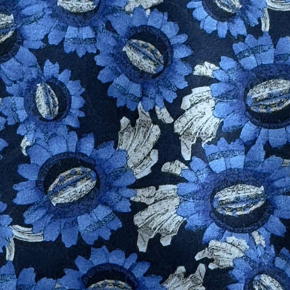 LANVIN Vintage Navy Blue Floral Crepe Silk Tie (10 cm by 147 cm)