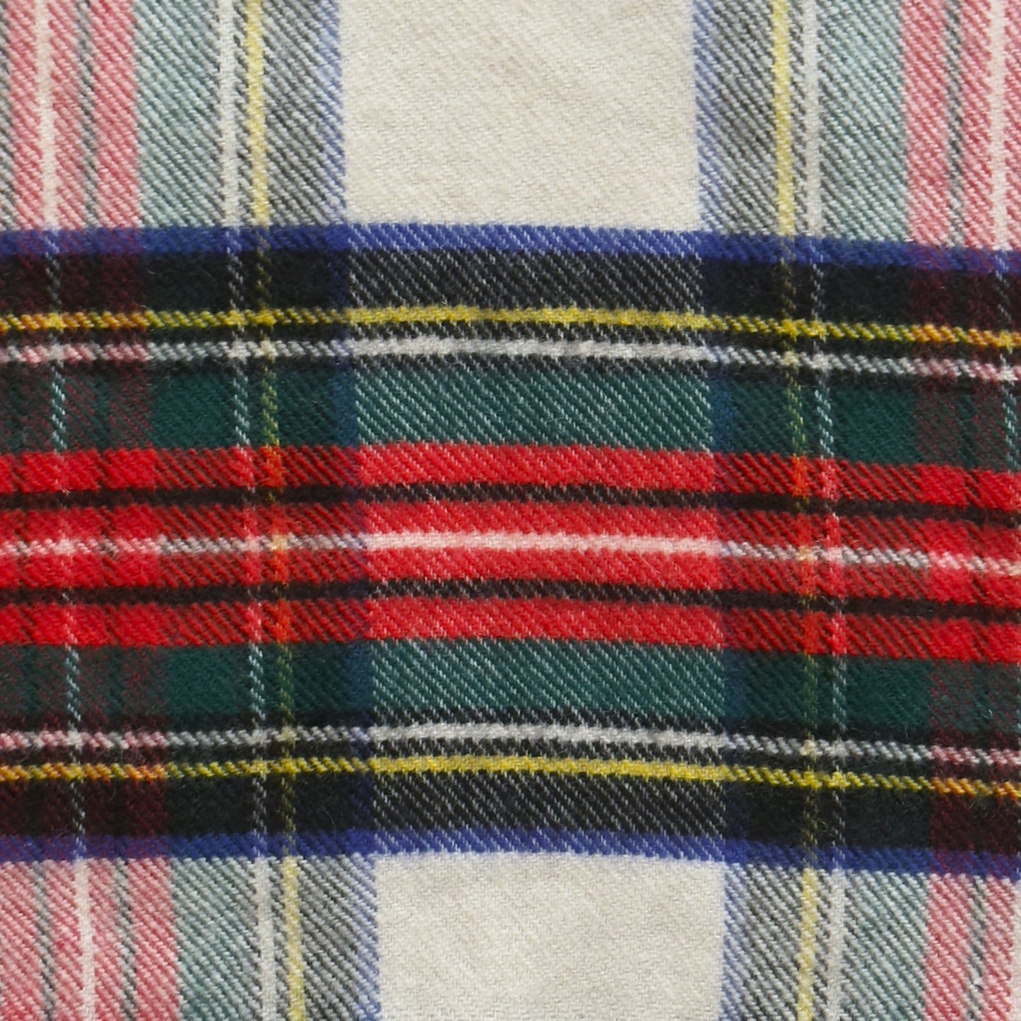 RALLY-KLAD Vintage Off White Tartan Cashmere-Wool Blended Scarf (32.5 cm by 133 cm)