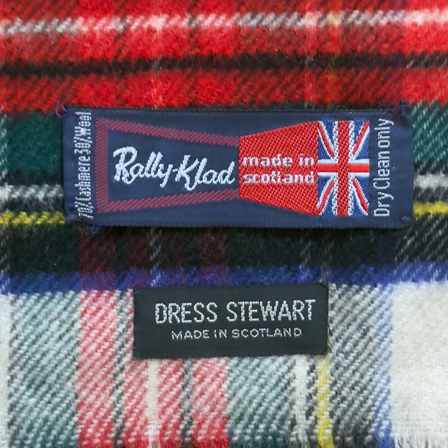 RALLY-KLAD Vintage Off White Tartan Cashmere-Wool Blended Scarf (32.5 cm by 133 cm)