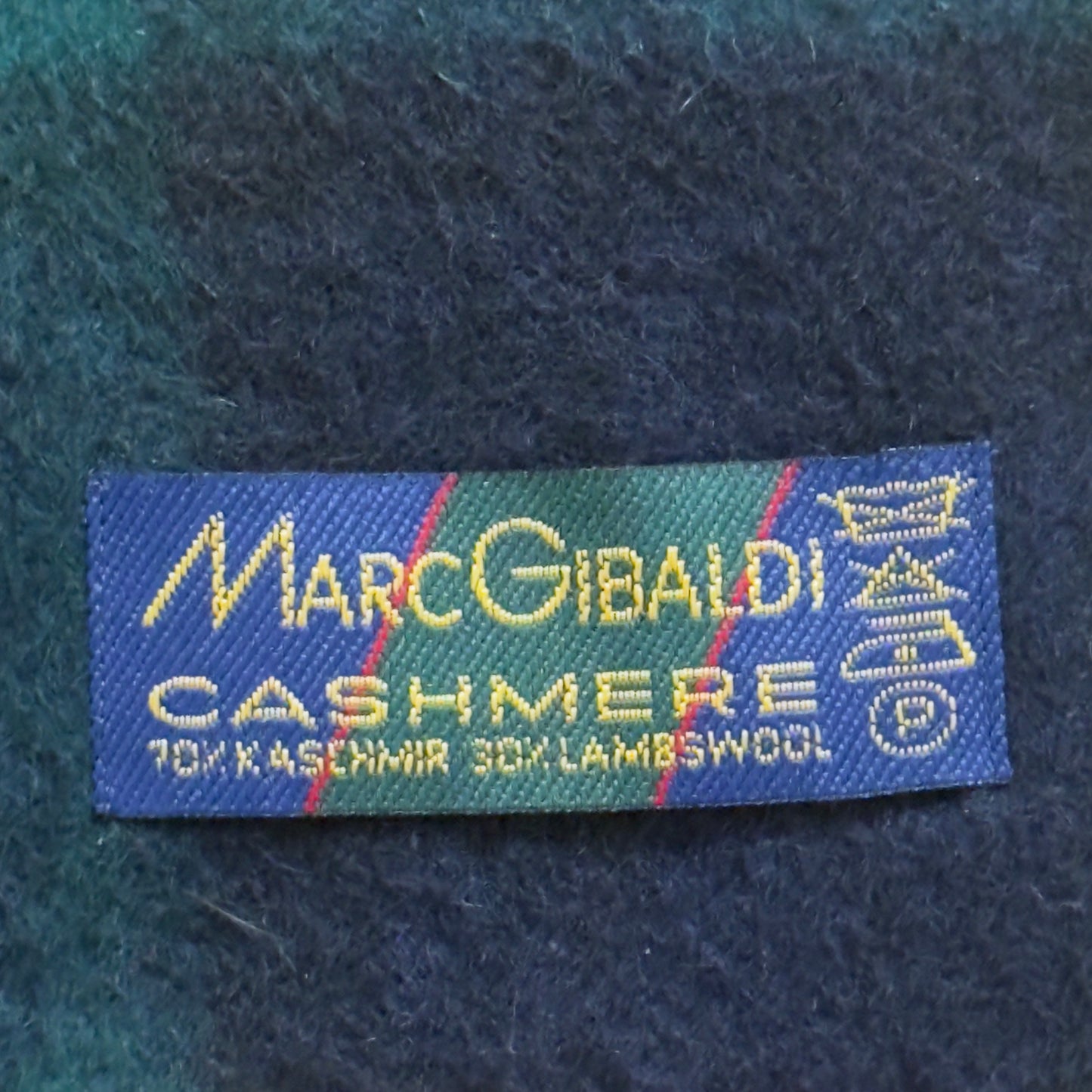 MARC GIBALDI Vintage Dark Green Tartan Cashmere-Lambswool Blended Scarf (29.5 cm by 146.5 cm)