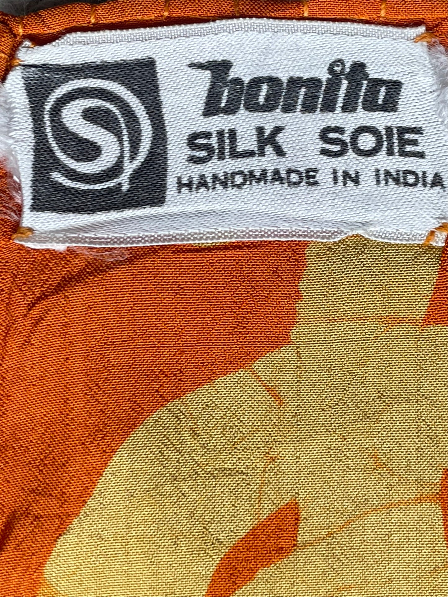 Vintage Orange Batik Long Silk Scarf by BONITA (39 cm by 165 cm)