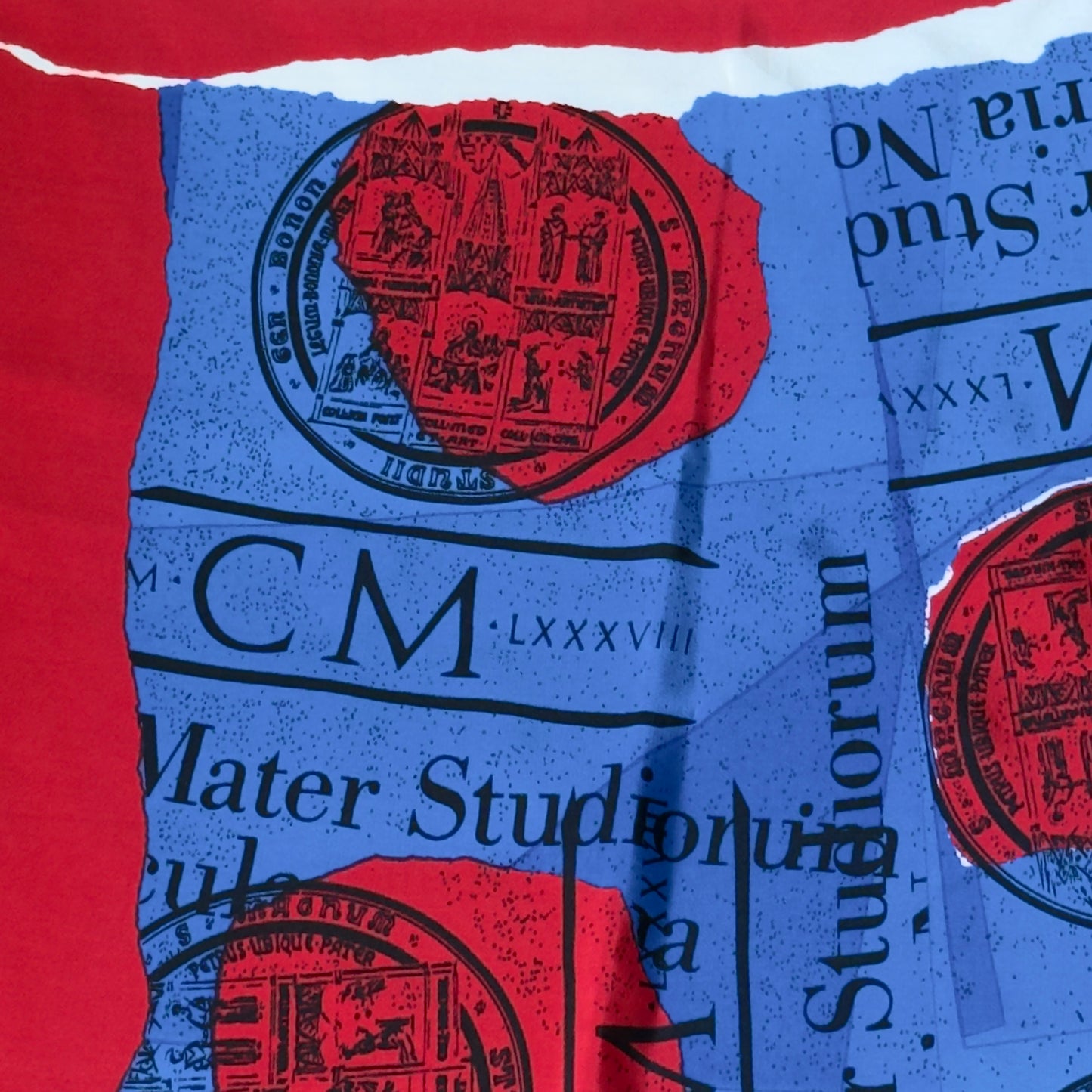 CERRUTI 1881 Vintage Electric Blue Novelty Crepe Silk Scarf. Hand rolled hem (80 cm by 85 cm)
