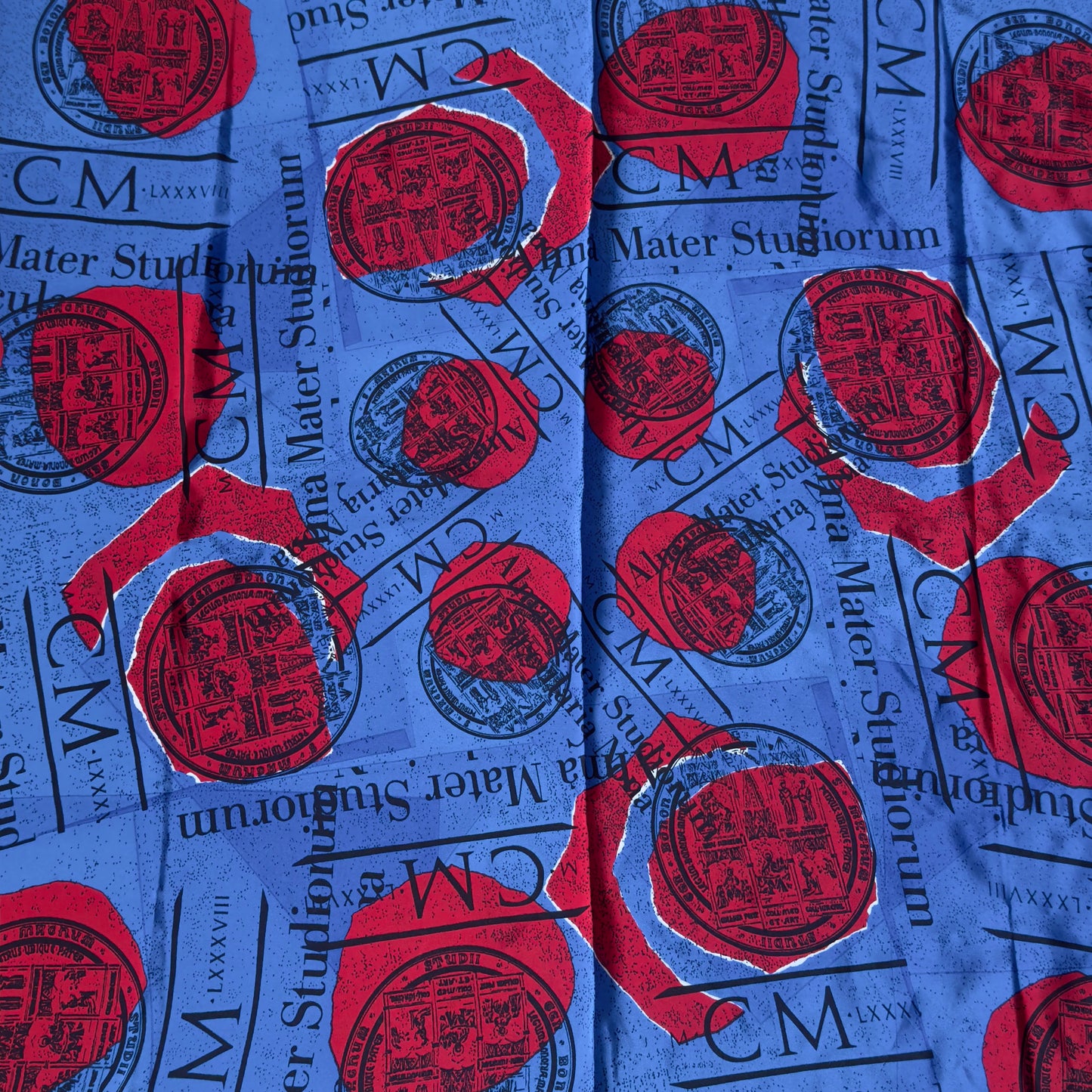 CERRUTI 1881 Vintage Electric Blue Novelty Crepe Silk Scarf. Hand rolled hem (80 cm by 85 cm)