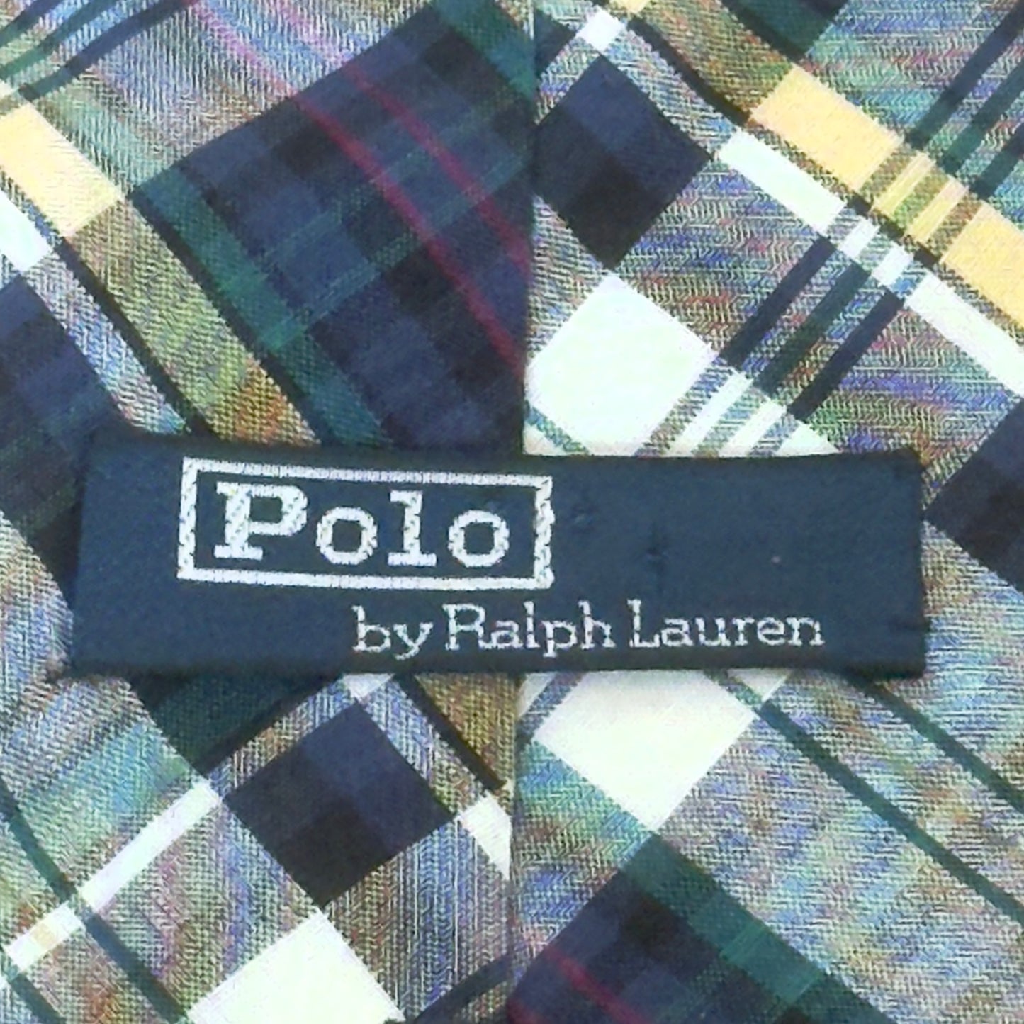 POLO by RL Vintage White Plaid Cotton Tie (10.1 cm by 146.5 cm) Bit Wider Front Size