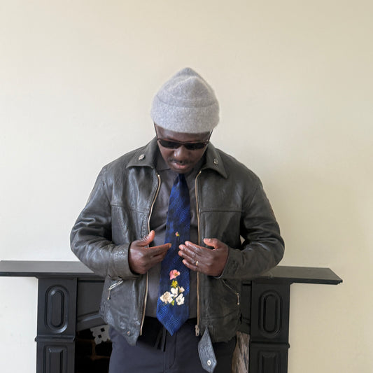 CHRISTIAN LACROIX Vintage Electric Blue Floral Crepe Silk Tie (9.7 cm by 151 cm) Normal Front Size